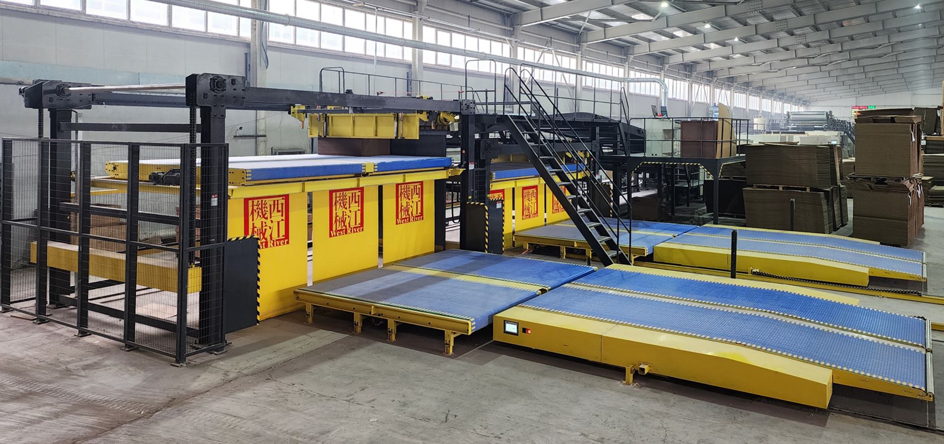 Smart 4.0 Corrugated Cardboard production line design with down stacker pallet output